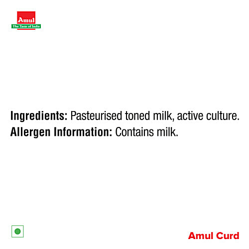 Amul Curd - Creamy & Tasty, 500 g Pouch Dahi, Pasteurised Toned Milk