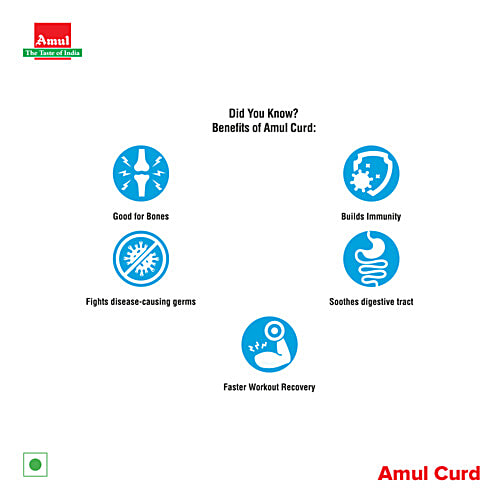 Amul Curd - Creamy & Tasty, 500 g Pouch Dahi, Pasteurised Toned Milk