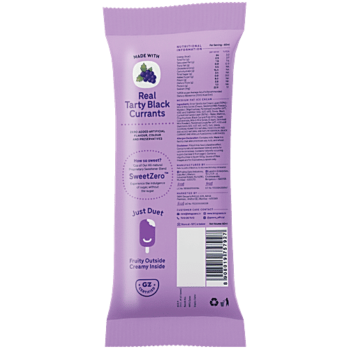 Go Zero Black Currant Guilt Free Duets Ice Cream Bar, 60 ml  No Added Sugar