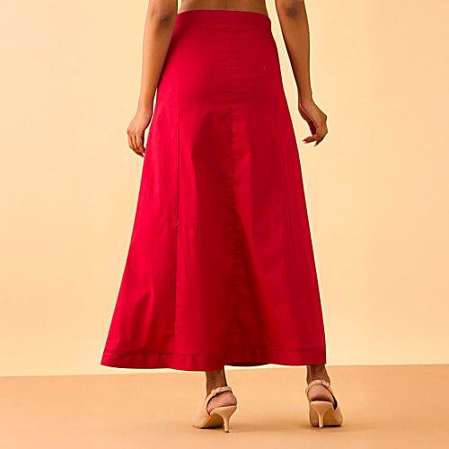 Taneira Dark Red Woven Cotton Lycra Inskirt, 1 pc (Size - XL)