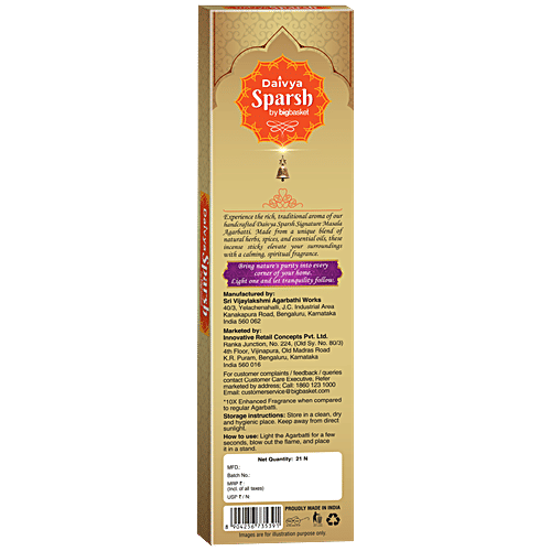 Daivya Sparsh by bigbasket Kesar Chandan Signature Masala Agarbatti, 21 pcs  10X Fragrance