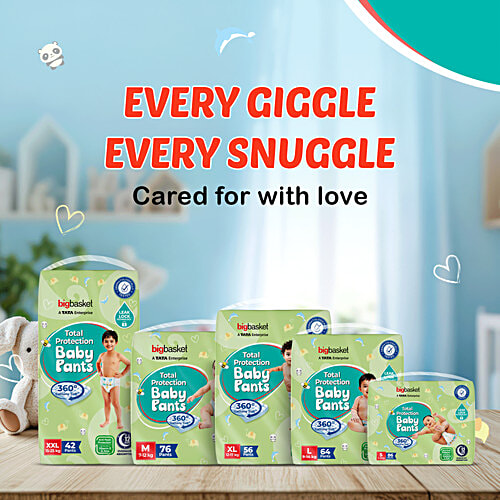 bigbasket Baby Diapers Pants - Large, 64 pcs Poly Bag 