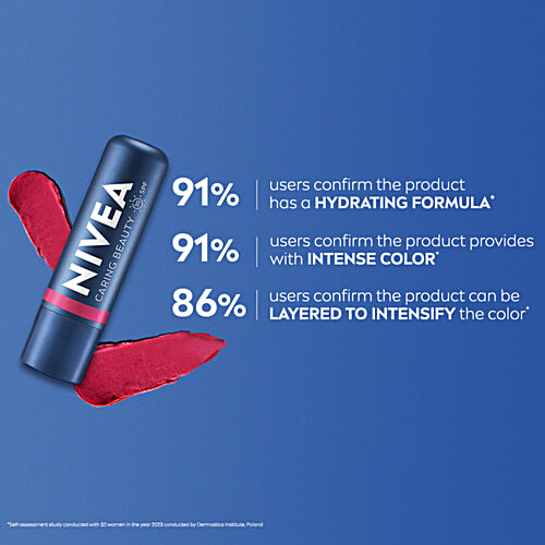 Nivea Caring Beauty Lip & Cheek Balm Tint With SPF 30 - Pink, 4.8 g 3 In 1, Intense Colour, 24-hour Moisture, UV Protection