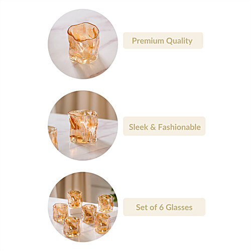 Nestasia Crystal Glass - Amber, 200 ml (Set of 6) Contemporary Style
