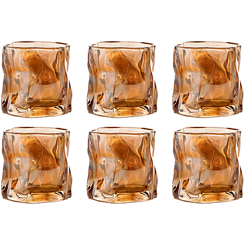 Nestasia Crystal Glass - Amber, 200 ml (Set of 6) Contemporary Style