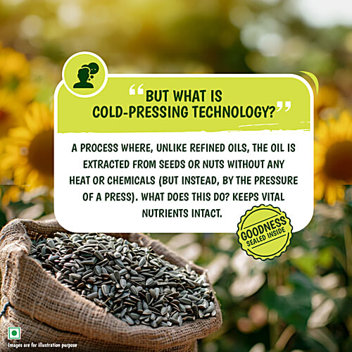 Tata Simply Better Cold Pressed Sunflower Oil, 1 L Hexane Free, Zero Trans Fat, Pure, Unrefined