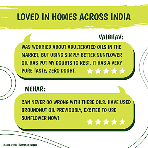 Tata Simply Better Cold Pressed Sunflower Oil, 1 L Hexane Free, Zero Trans Fat, Pure, Unrefined