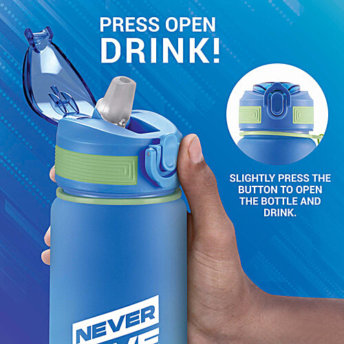 Milton Gen'Z 1000 Water Bottle - Blue, Never Give Up Always Drink Up, 1 L  With Capacity Marker And Straw, BPA Free, Leak Proof, Food Grade