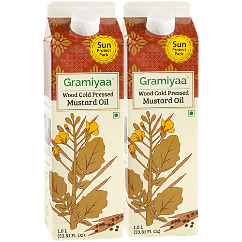 Gramiyaa Mustard Oil - Wood Cold Pressed, 1 L  Zero Trans Fat, Zero Preservatives, Never Refined