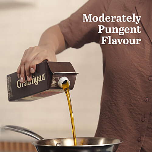 Gramiyaa Mustard Oil - Wood Cold Pressed, 1 L  Zero Trans Fat, Zero Preservatives, Never Refined