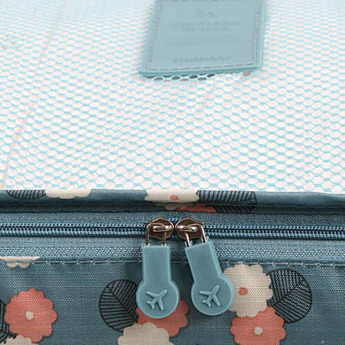 Pearlfiesta Laundry Pouch Travel Storage Polyester Printed Clothes Packing Cubes Space Savers Bags - Grey Flower, 6 pcs  Cosmetics, Socks, Shoes Organizer Pouch