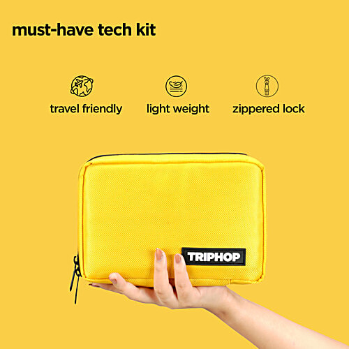 Triphop Tech Kit/Portable Zippered Gadgets Organiser - Yellow, 1 pc  All-in-One Travel Organizer for Cables, Adapters, Chargers, Power Banks, SD Cards, Hard Drives and Other Tech Essentials