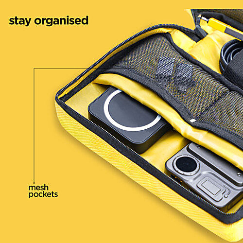 Triphop Tech Kit/Portable Zippered Gadgets Organiser - Yellow, 1 pc  All-in-One Travel Organizer for Cables, Adapters, Chargers, Power Banks, SD Cards, Hard Drives and Other Tech Essentials