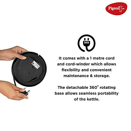 Pigeon Pigeon 1300 Watt 1.5 Litre Electric Kettle with Auto Shut Off (Silver), 1 Unit  