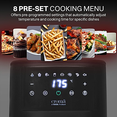 Croma Croma 3.5L 1500 Watt Digital Air Fryer with Rapid Heat Circulation Technology (Black), 1 Unit  