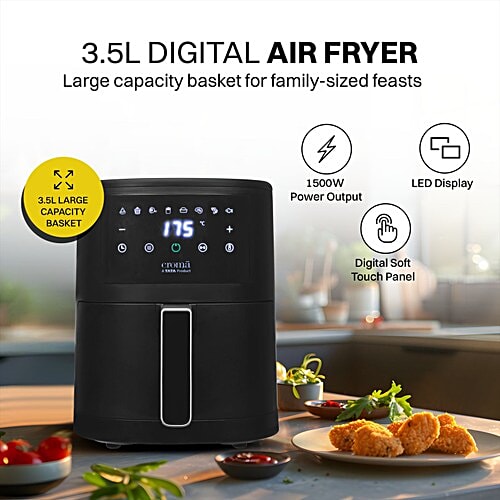 Croma Croma 3.5L 1500 Watt Digital Air Fryer with Rapid Heat Circulation Technology (Black), 1 Unit  