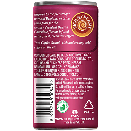 Tata Coffee Grand Belgian Chocolate Cold Coffee, 180 ml  Rich & Creamy, Ready To Drink