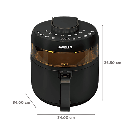 Havells HAVELLS Prolife Crystal 5L 1500 Watt Digital Air Fryer with 8 Preset Options (Black), 1 Unit  