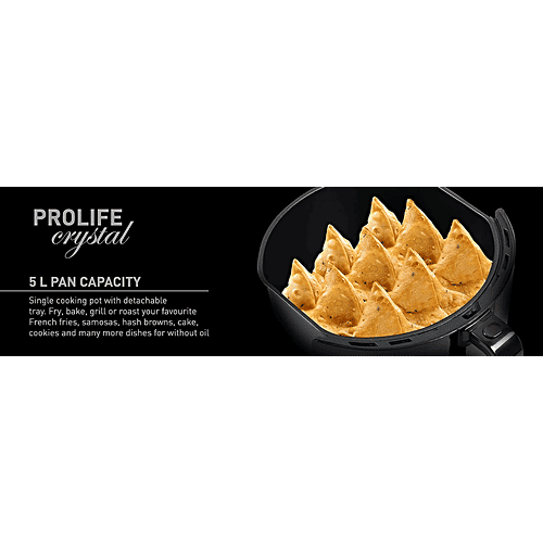 Havells HAVELLS Prolife Crystal 5L 1500 Watt Digital Air Fryer with 8 Preset Options (Black), 1 Unit  