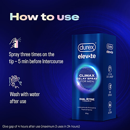 Durex Elevate Climax Delay Spray For Men - Lidocaine & Prilocaine Topical Spray, 20 g  