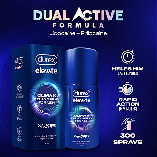 Durex Elevate Climax Delay Spray For Men - Lidocaine & Prilocaine Topical Spray, 20 g  