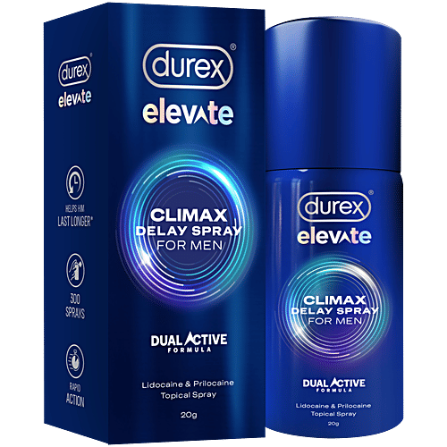 Durex Elevate Climax Delay Spray For Men - Lidocaine & Prilocaine Topical Spray, 20 g  