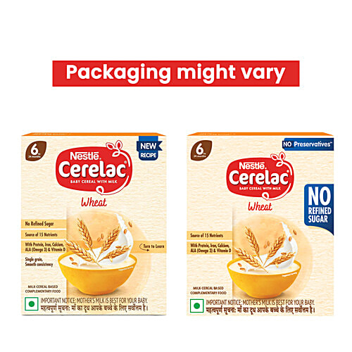 Nestle Cerelac Wheat Baby Cereal With Milk For 6 To 24 Months, 300 g  No Refined Sugar, No Preservatives, With Protein, Iron, Calcium, ALA (Omega 3) & Vitamin D