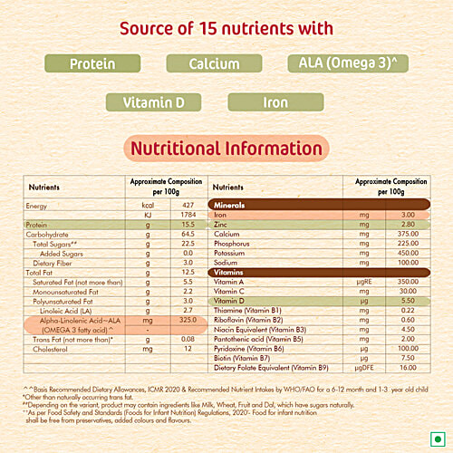 Nestle Cerelac Wheat Baby Cereal With Milk For 6 To 24 Months, 300 g  No Refined Sugar, No Preservatives, With Protein, Iron, Calcium, ALA (Omega 3) & Vitamin D