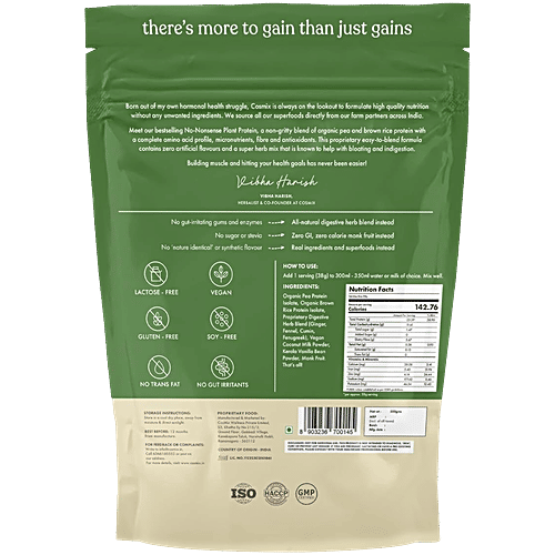 Cosmix No Nonsense Plant Protein Supplement - Kerala Vanilla Bean, 500 g  