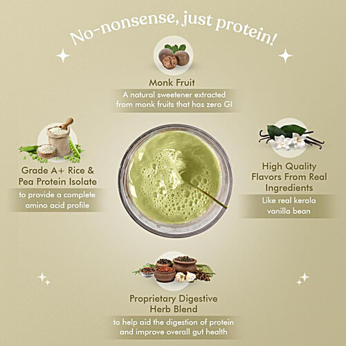 Cosmix No Nonsense Plant Protein Supplement - Kerala Vanilla Bean, 500 g  