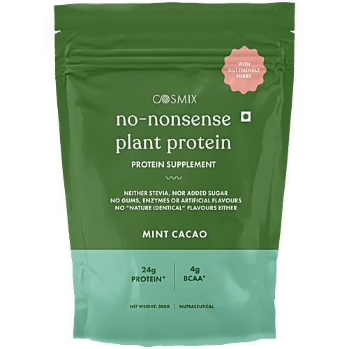 Cosmix No Nonsense Plant Protein Supplement - Mint Cacao, 500 g Gut Friendly Formulation