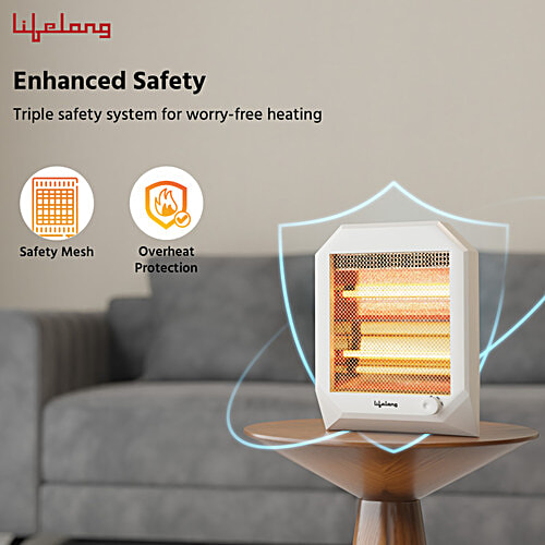 Lifelong Halogen Room Heater LLQH923 With Trip Over Protection, 1 pc Perfect for Chilly Days, With Safety Mesh, Safe for Kids & Pets, Overheat Protection