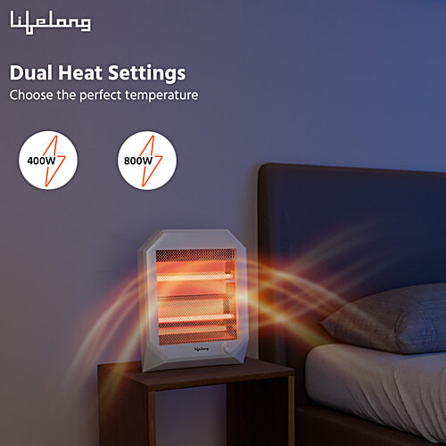 Lifelong Halogen Room Heater LLQH923 With Trip Over Protection, 1 pc Perfect for Chilly Days, With Safety Mesh, Safe for Kids & Pets, Overheat Protection