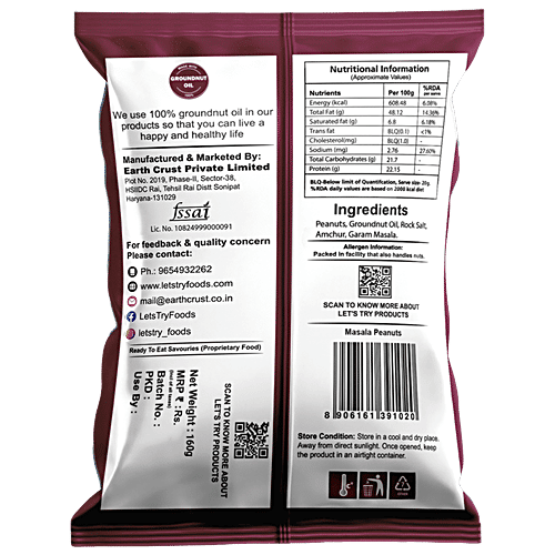 Let's Try Masala Peanuts With Rock Salt, 160 g  
