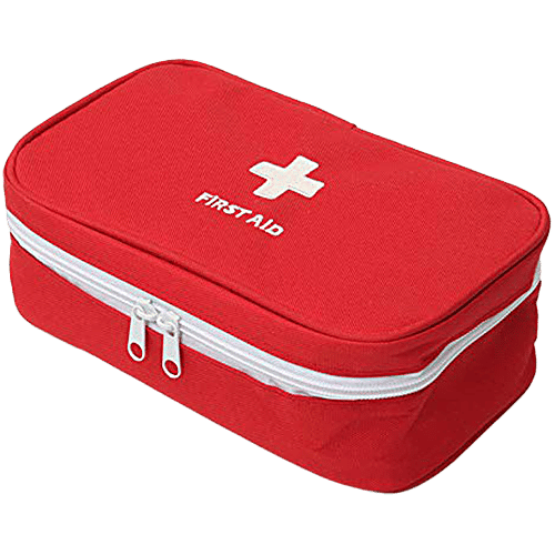 Pearlfiesta Emergency First Aid Kit Pouch Empty - Multi-Layer Travel Medicine, 23 x 13 cm, Red, 1 pc  Zipper pouch, Empty, For First Aid Kit