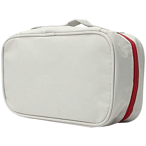 Pearlfiesta Emergency First Aid Kit Pouch Empty - Multi-Layer Travel Medicine, 23 x 13 cm, Grey, 1 pc  Zipper pouch, Empty, For First Aid Kit