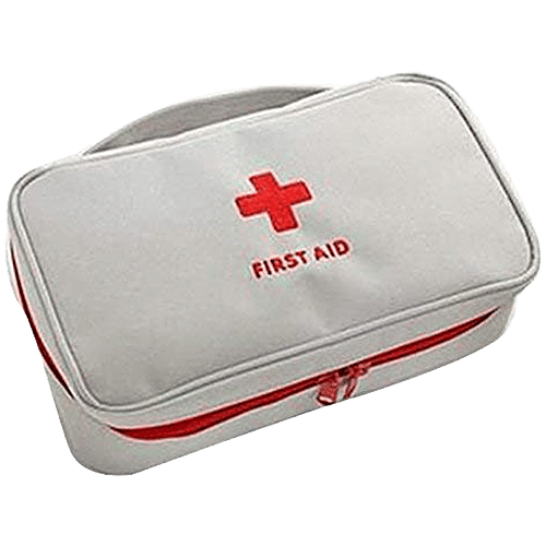 Pearlfiesta Emergency First Aid Kit Pouch Empty - Multi-Layer Travel Medicine, 23 x 13 cm, Grey, 1 pc  Zipper pouch, Empty, For First Aid Kit