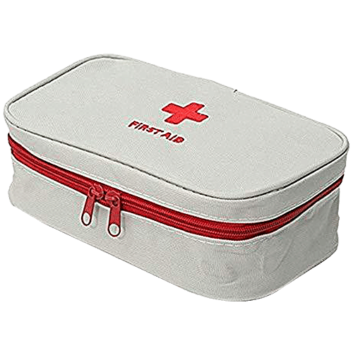 Pearlfiesta Emergency First Aid Kit Pouch Empty - Multi-Layer Travel Medicine, 23 x 13 cm, Grey, 1 pc  Zipper pouch, Empty, For First Aid Kit