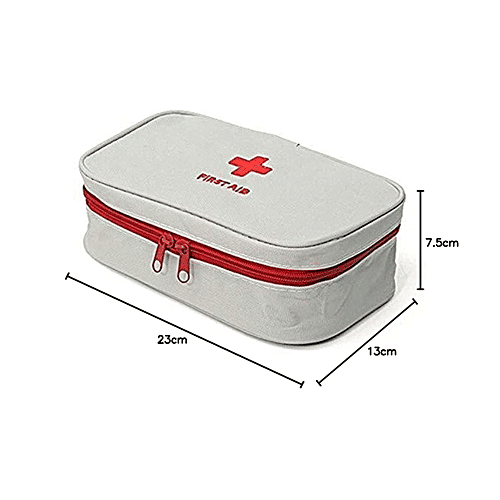 Pearlfiesta Emergency First Aid Kit Pouch Empty - Multi-Layer Travel Medicine, 23 x 13 cm, Grey, 1 pc  Zipper pouch, Empty, For First Aid Kit