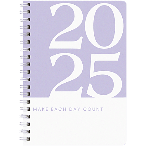 Papboo A5 2025 Hardcover Wiro Diary With Calendar - 80 GSM Paper, Ruled, 188 Pages, Purple, 1 pc  Premium Hardbound Matte Finished, Premium White Wiro, Safety Round Corners