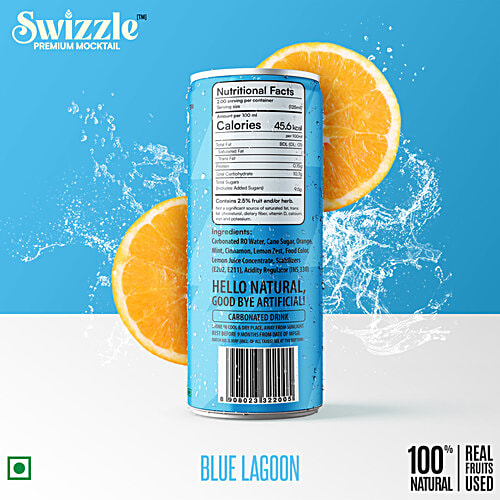 Swizzle Blue Lagoon Premium Mocktail, 250 ml  Real Fruits Used, Natural