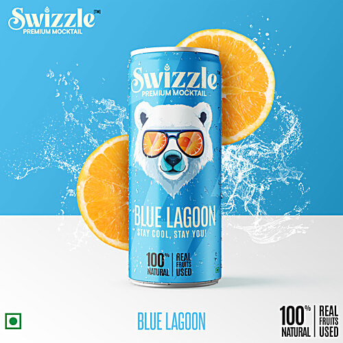 Swizzle Blue Lagoon Premium Mocktail, 250 ml  Real Fruits Used, Natural