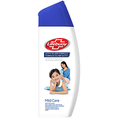 Lifebuoy Body Wash Mild Care Antibacterial Body Wash - With Activ Silver Formula, 300 ml  Gentle Milk Cream Formula with Superior Germ Protection