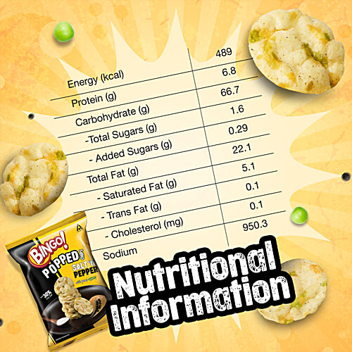 Bingo! Salt 'n' Pepper Popped Chips, 48 g  With the Goodness of Peas, 30% Less Fat