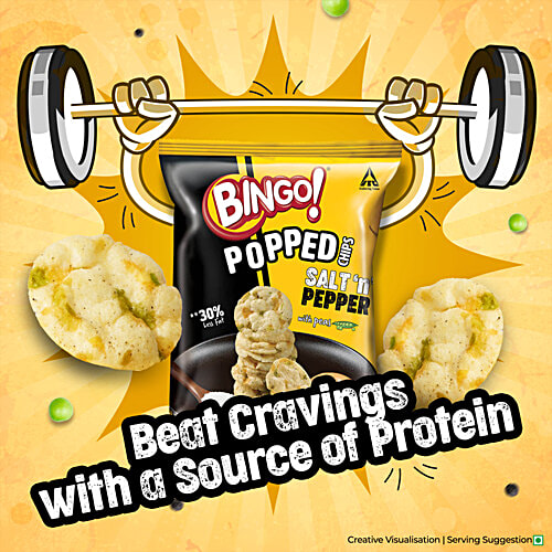 Bingo! Salt 'n' Pepper Popped Chips, 48 g  With the Goodness of Peas, 30% Less Fat