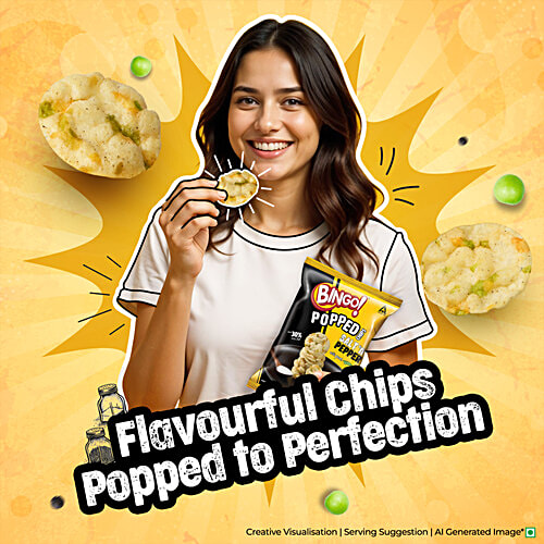 Bingo! Salt 'n' Pepper Popped Chips, 48 g  With the Goodness of Peas, 30% Less Fat