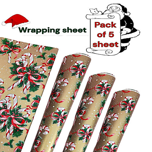 Creative Space Gift Wrapping Paper - Assorted Design, 5 pcs Christmas Theme