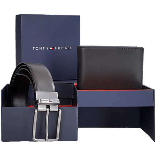 Tommy Hilfiger Black & Brown Carlotta Leather Belt & Wallet Gift Set - Free Size, 1 pc