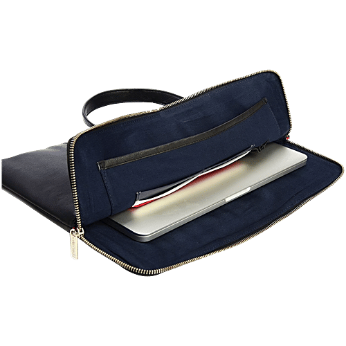 Tommy Hilfiger Black Ronin Large Leather Laptop Bag - Large, 1 pc