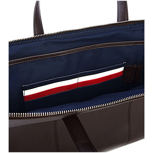 Tommy Hilfiger Black Ronin Large Leather Laptop Bag - Large, 1 pc